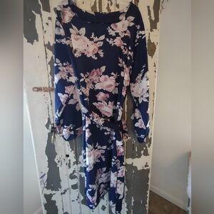 Navy Long Sleeved Mauve Floral , 3X